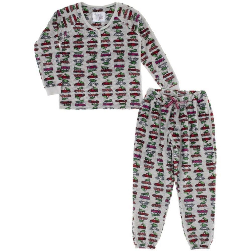 NWT MUK LUKS Mens Gray Top Elastic Band Long Sleeve Cuffed Pants Pajamas M